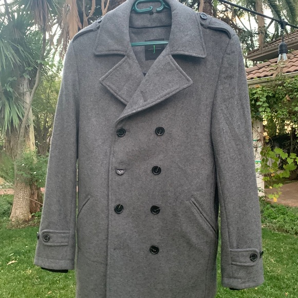 Jasper Conrad Men’s Grey Pea Coat (SMALL) - Picture 3 of 7